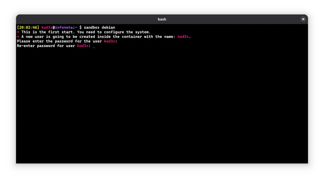 Creando contenedor con Sandbox